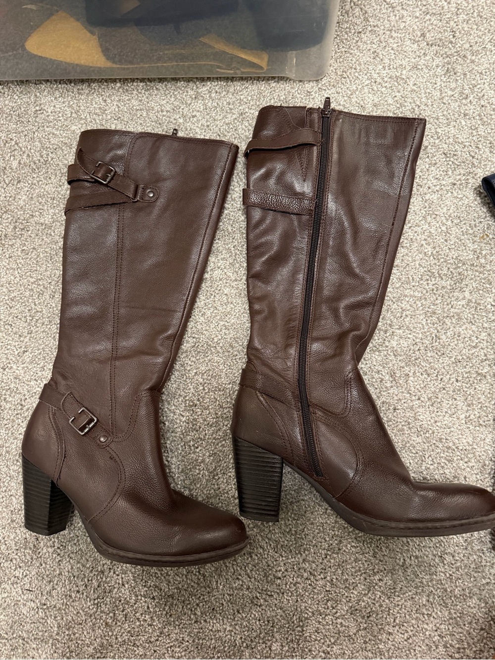 BOC Women's Tall Brown Leather Heeled Riding Boots